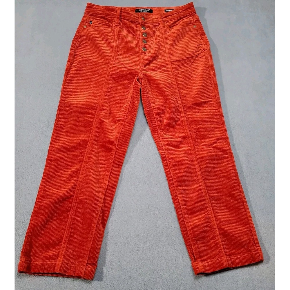Judy Blue Corduroy Pants Womens 11 Red Excellent Button Fly Straight JB88516
